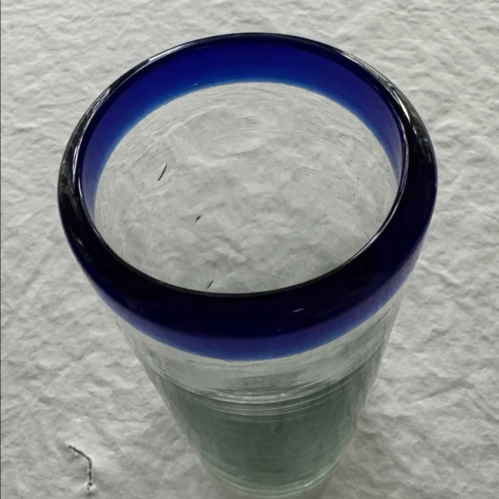 MEXICO HANDBLOWN GLASS COBALT BLUE REPLACEMENT TUMBLER BARWARE VINTAGE 90s 14 oz